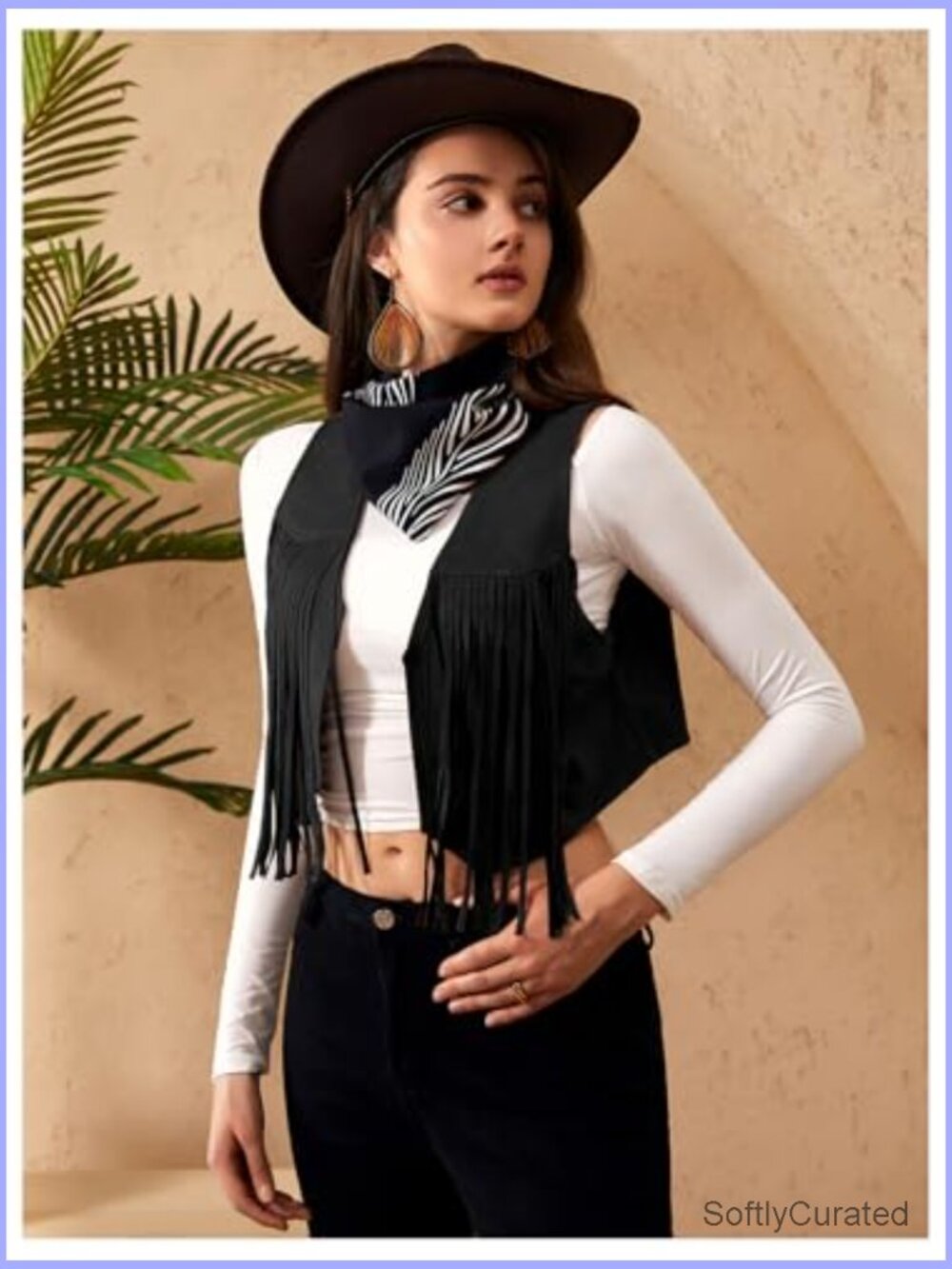 Women's Fringe Cropped Vest Sleeveless Tassel 70s Cowgirl Western Jacket - Picture 4 of 6